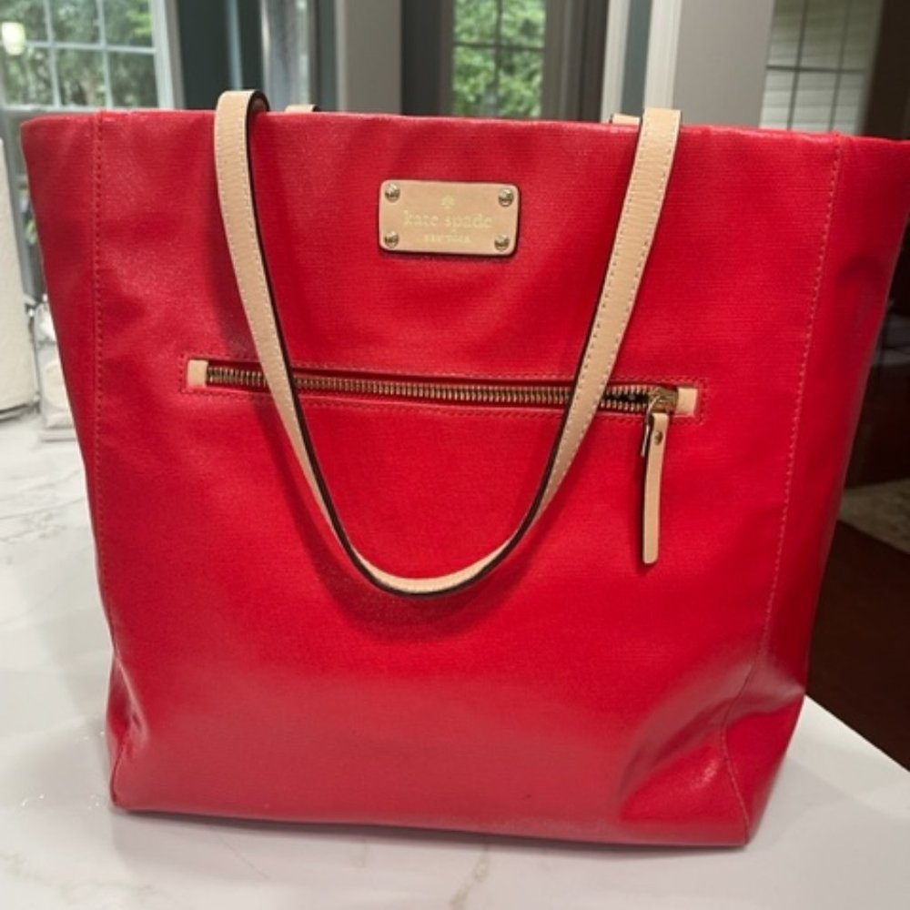 Kate Spade Red Leather Tote Bag
